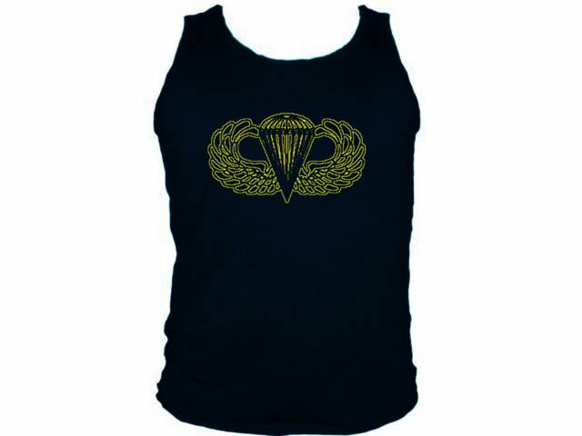 US jumping wings parachuting emblem mens muscle tank top